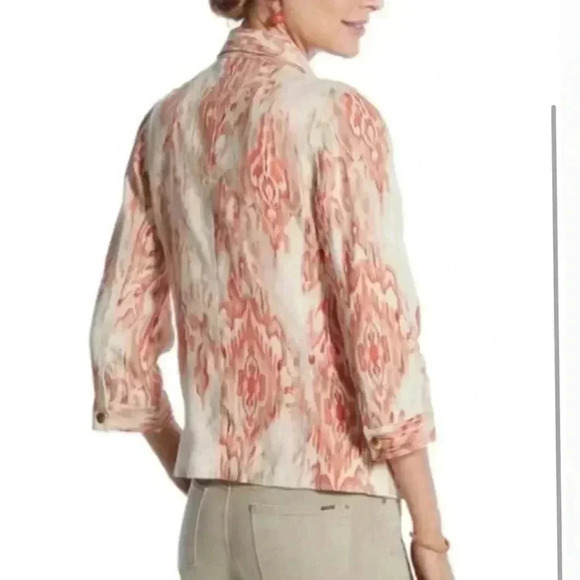 Chico’s Watercolor Linen 3/4 Jacket - Picture 4 of 6